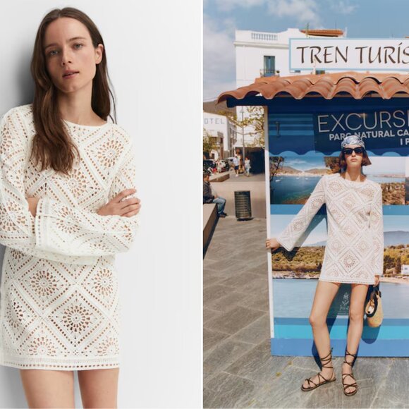 Mango White Long Sleeve Dress - Picture 4 of 6